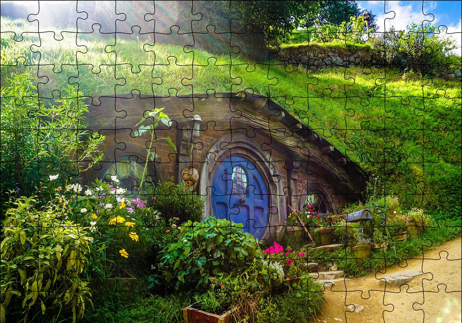 Hobbit Evi ve Bahçesi Puzzle Yapboz MDF Ahşap 120 Parça 24 cm X 34 cm
