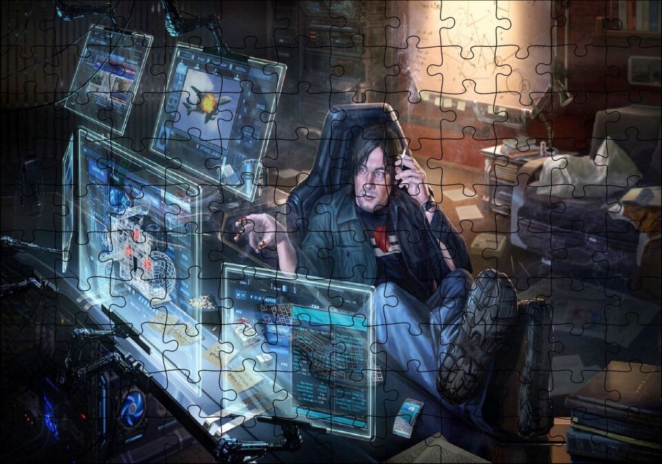 Bilim Kurgu Fütüristik Bilgisayar Görseli Puzzle Yapboz MDF Ahşap 120 Parça 24 cm X 34 cm