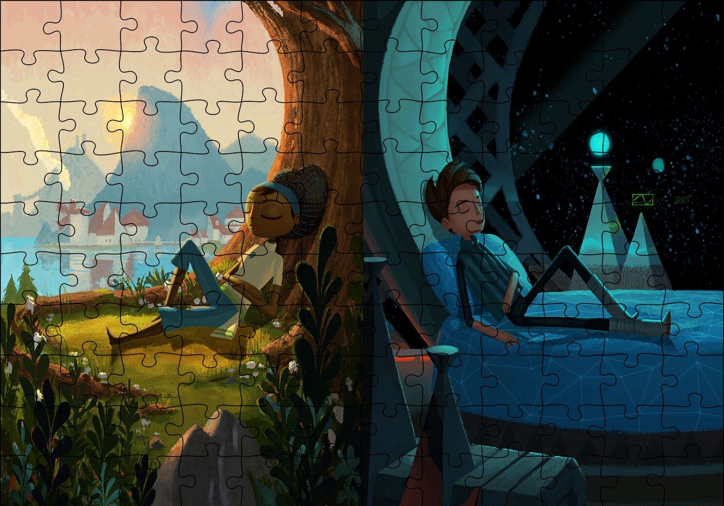 Broken Age Kız ve Oğlan Puzzle Yapboz MDF Ahşap