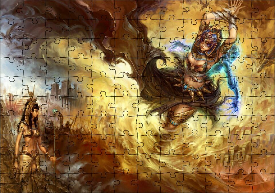 Afrikalı Tanrıça ve Kadın Savaşçı Puzzle Yapboz MDF Ahşap