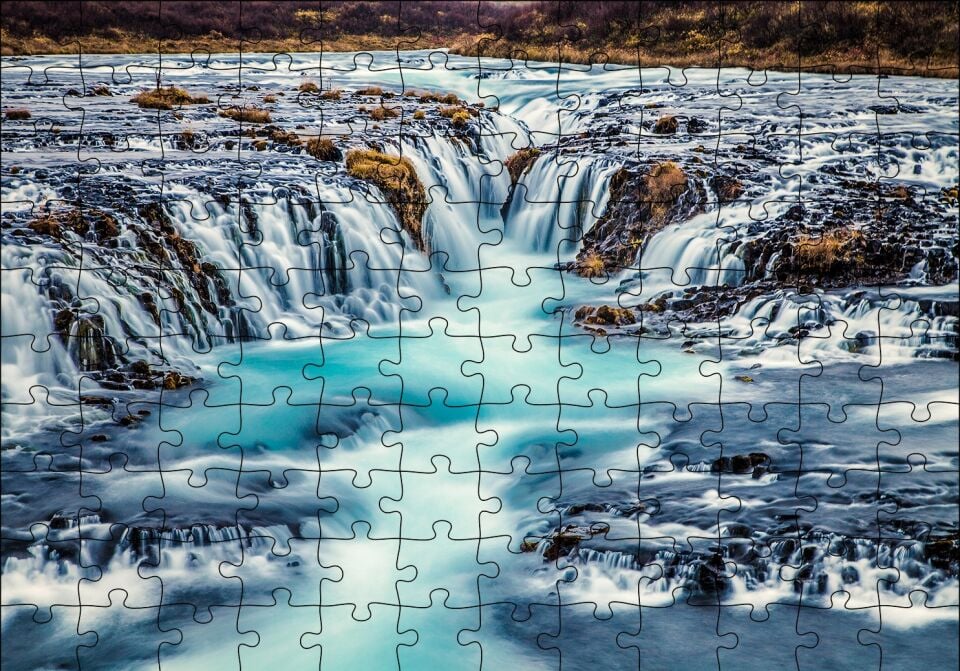 Bruarfoss Şelaleleri Puzzle Yapboz MDF Ahşap