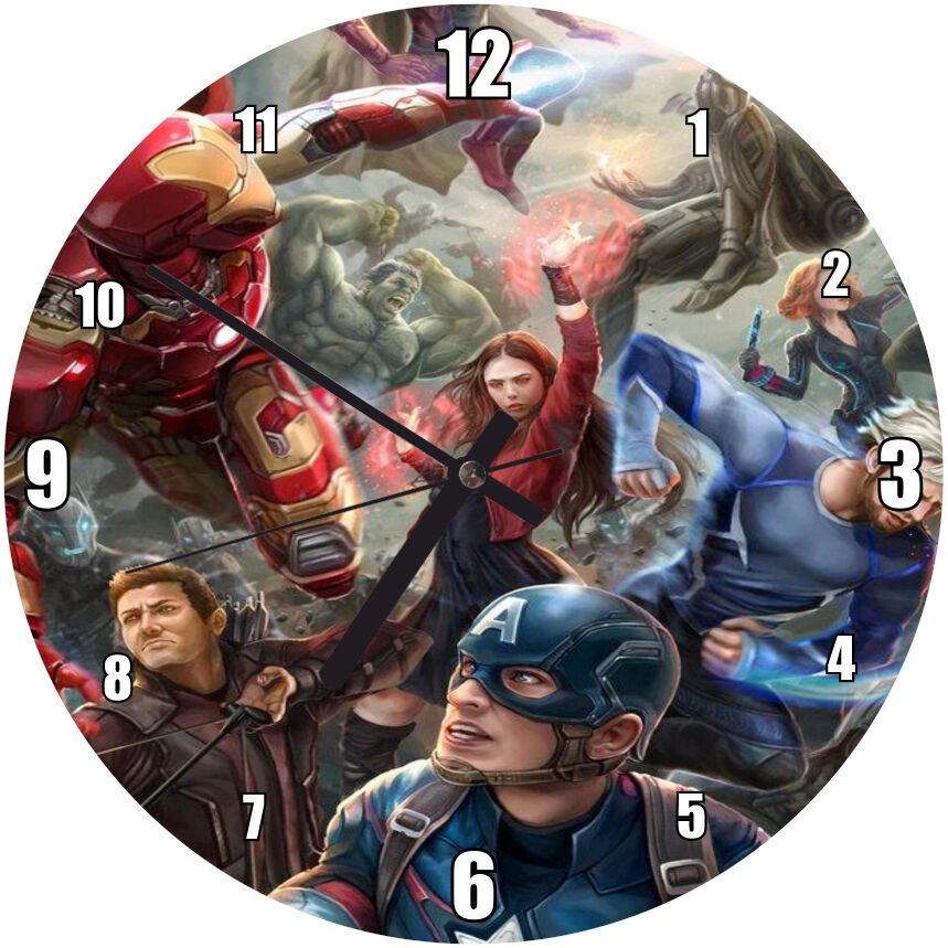 Karekterleri Savaş Ve Kaptan Amerika Mdf Ahşap Duvar Saati