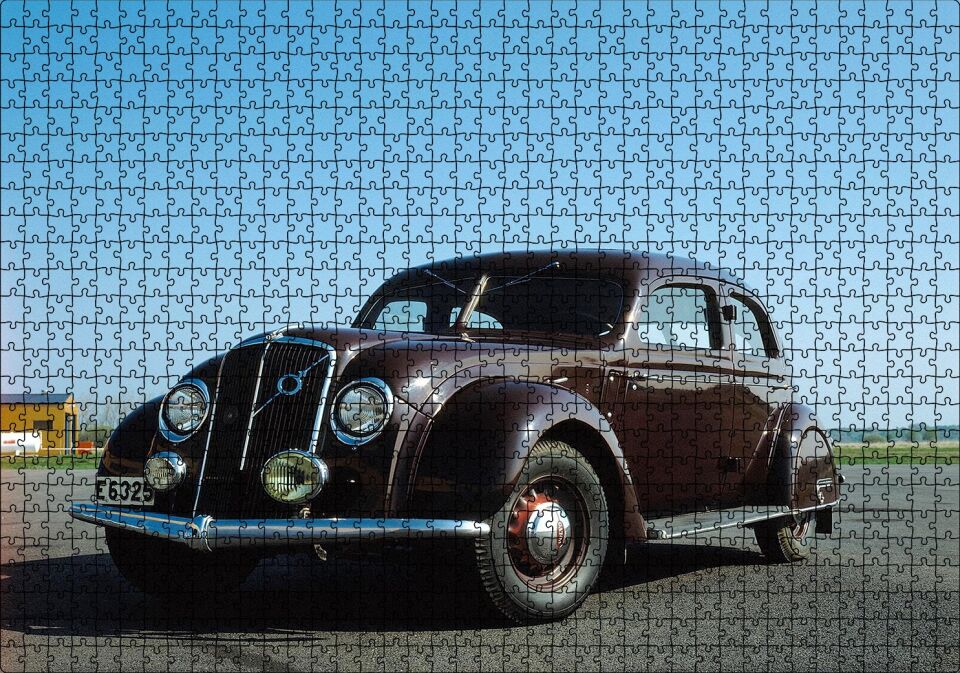 Volvo PV36 Carioca Kahverengi Modeli Puzzle Yapboz MDF Ahşap 1000 Parça 49 cm X 68 cm