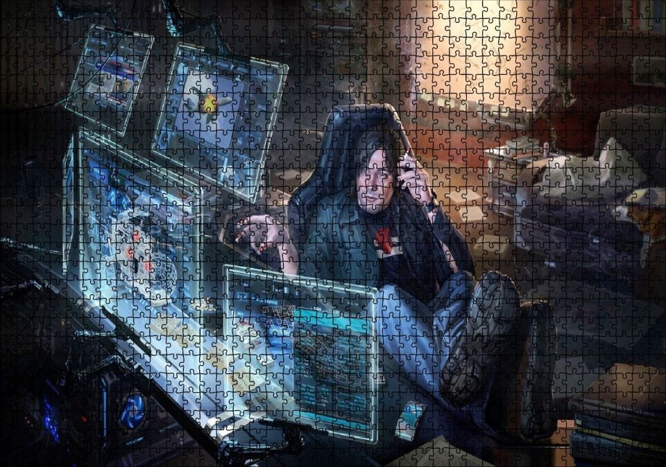Bilim Kurgu Fütüristik Bilgisayar Görseli Puzzle Yapboz MDF Ahşap 1000 Parça 49 cm X 68 cm