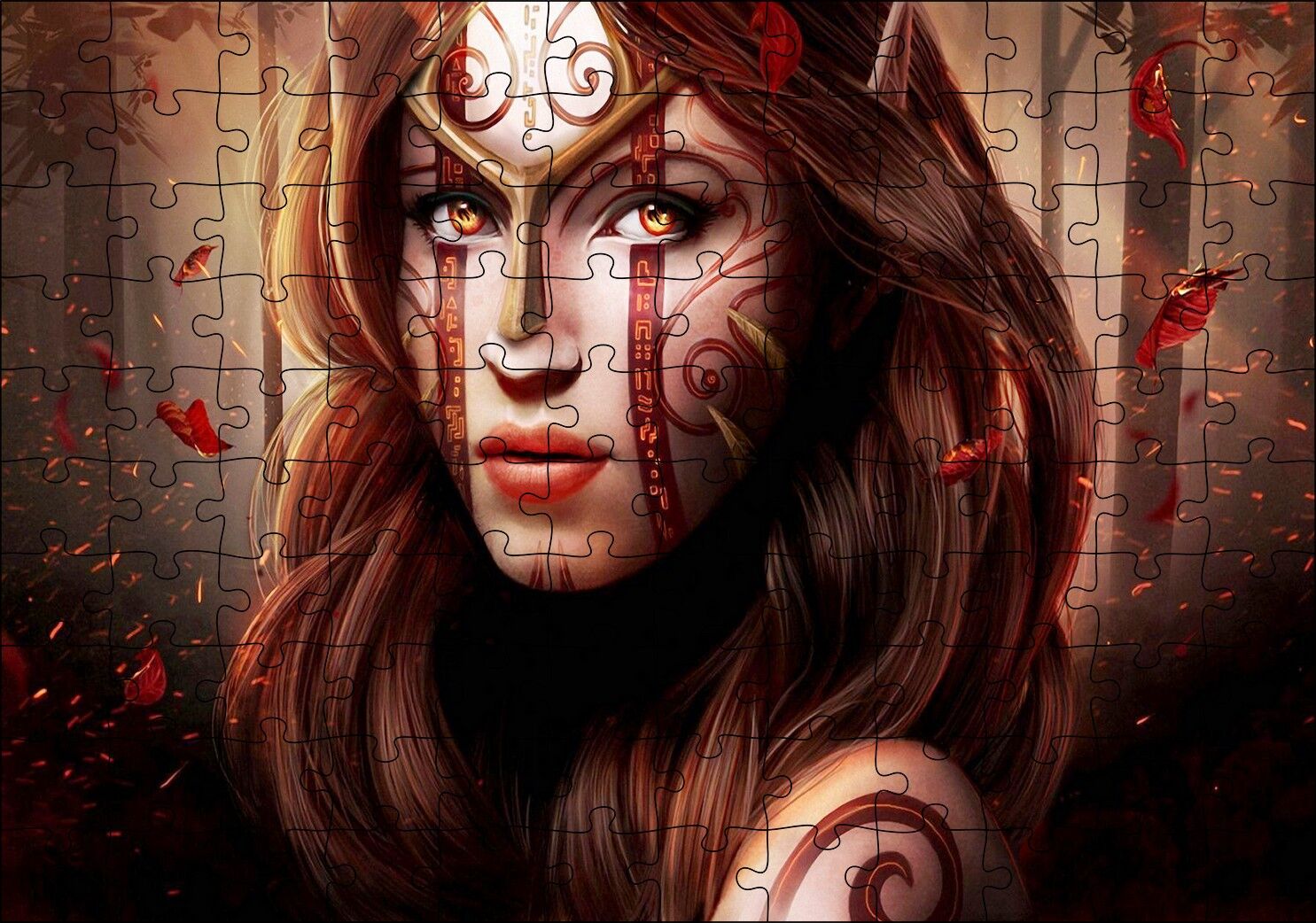 Amazon Savaşçı Kadını ve Orman Puzzle Yapboz MDF Ahşap