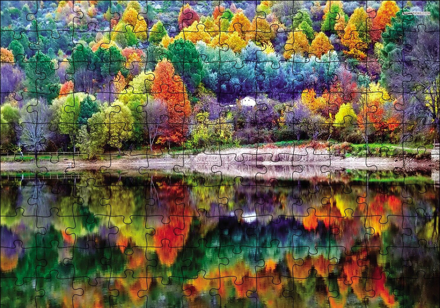 Sonbahar Doğa Renkleri Puzzle Yapboz MDF Ahşap 120 Parça 24 cm X 34 cm