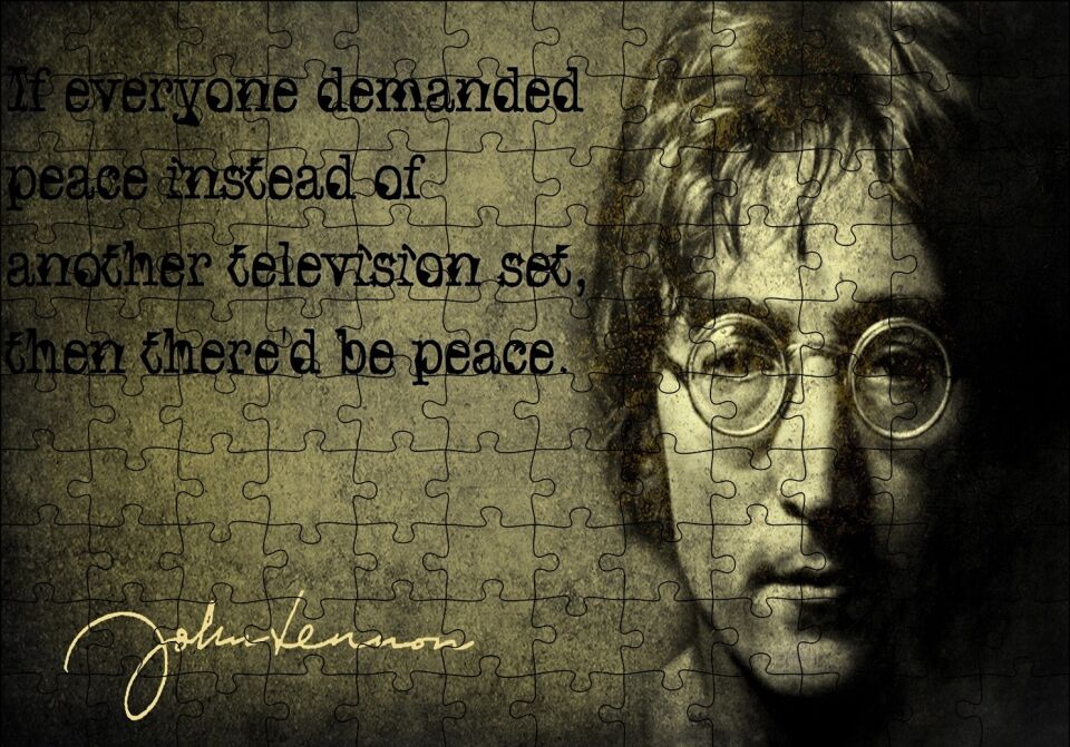 John Lennon Barış Mottosu Puzzle Yapboz MDF Ahşap 120 Parça 24 cm X 34 cm