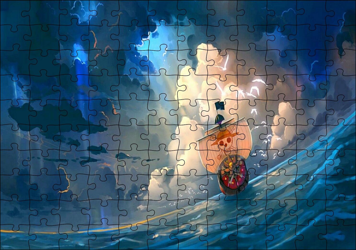 Bin Güneşli Tek Parça Manga Puzzle Yapboz MDF Ahşap 120 Parça 24 cm X 34 cm