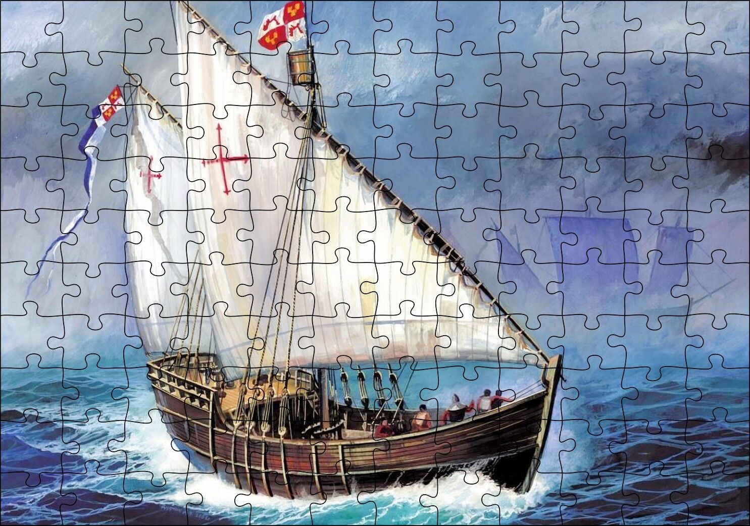 Amerika'yı Keşfeden Colomb'un Yelkenlisi Puzzle Yapboz MDF Ahşap