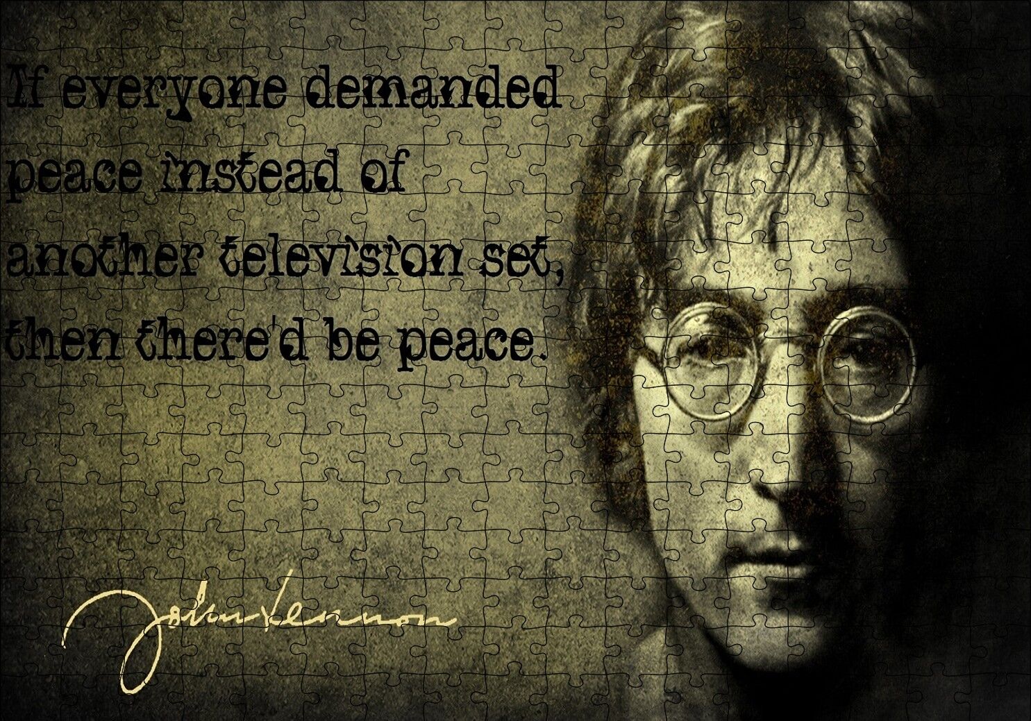 John Lennon Barış Mottosu Puzzle Yapboz MDF Ahşap 255 Parça 34 cm X 49 cm