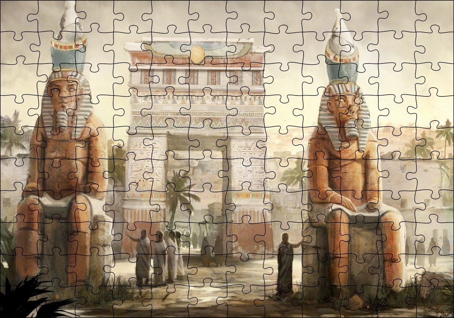 Antik Mısır Zafer Takı ve Sfenksler Puzzle Yapboz MDF Ahşap