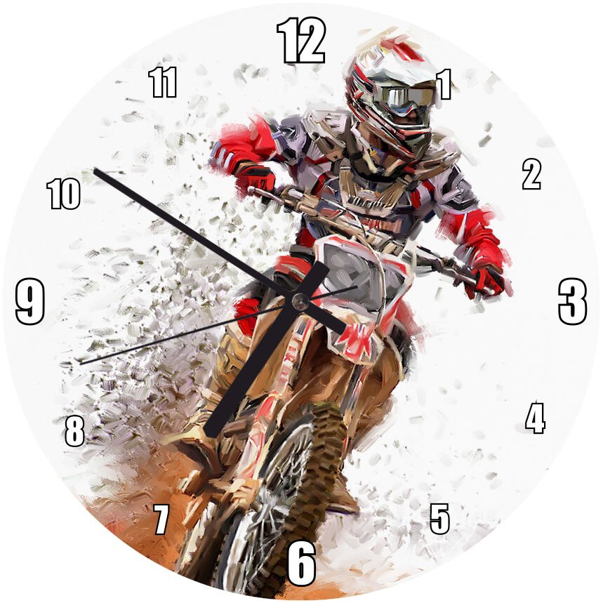 Motokros Yarışı Çamur Zemin Görsel Mdf Ahşap Duvar Saati