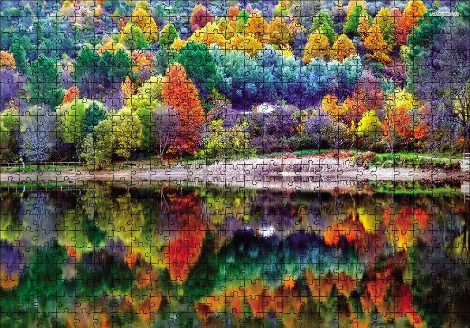 Sonbahar Doğa Renkleri Puzzle Yapboz MDF Ahşap 500 Parça 49 cm X 68 cm