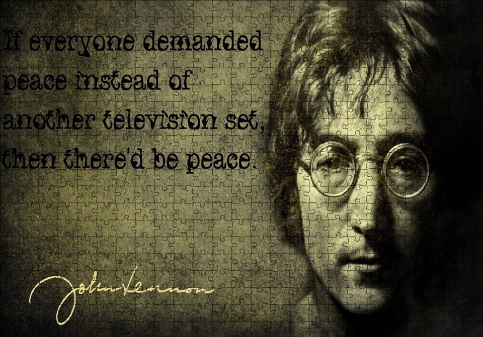 John Lennon Barış Mottosu Puzzle Yapboz MDF Ahşap 500 Parça 49 cm X 68 cm