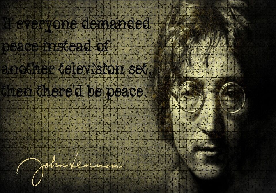 John Lennon Barış Mottosu Puzzle Yapboz MDF Ahşap 1000 Parça 49 cm X 68 cm
