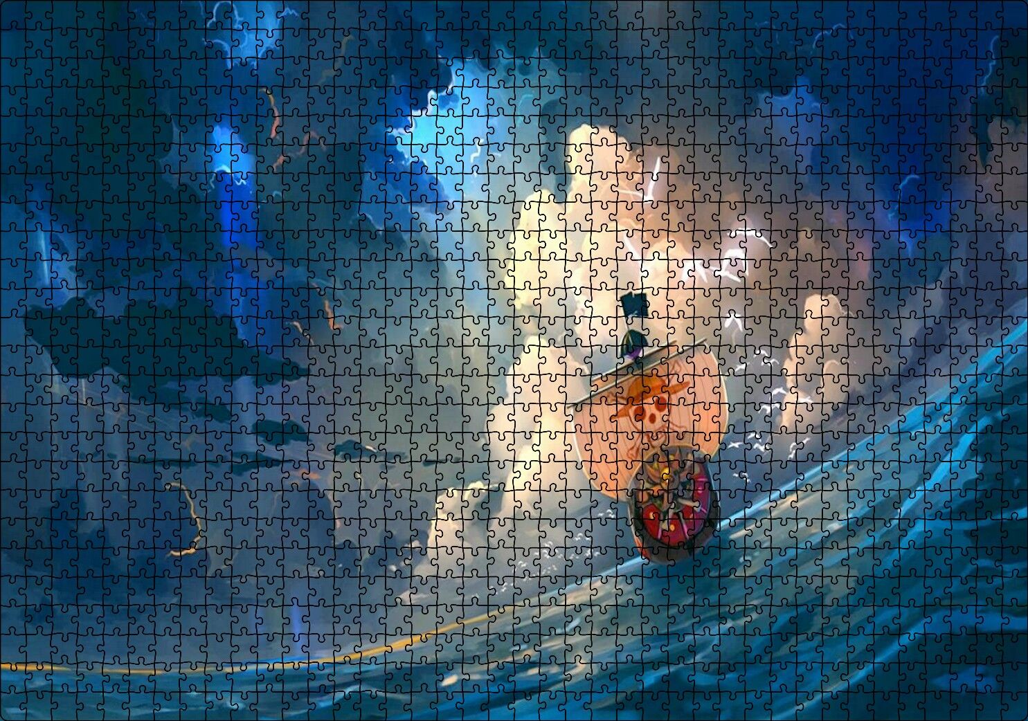 Bin Güneşli Tek Parça Manga Puzzle Yapboz MDF Ahşap 1000 Parça 49 cm X 68 cm