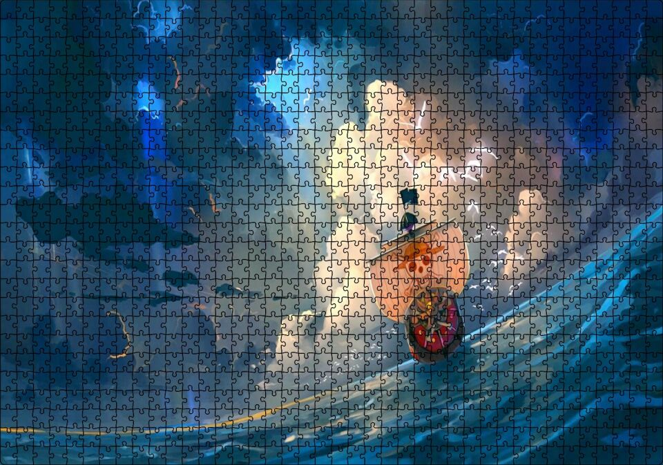 Bin Güneşli Tek Parça Manga Puzzle Yapboz MDF Ahşap 1000 Parça 49 cm X 68 cm