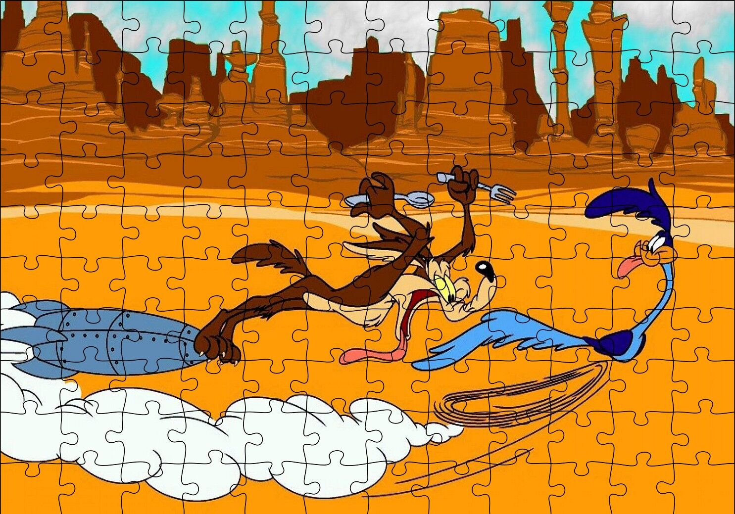 Road Runner ve Coyote Puzzle Yapboz MDF Ahşap 120 Parça 24 cm X 34 cm