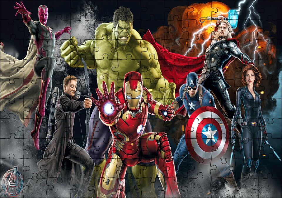 Çizgi Roman Superhero Yenilmezler Örümcek Adam Görseli Puzzle Yapboz MDF Ahşap 120 Parça 24 cm X 34 cm