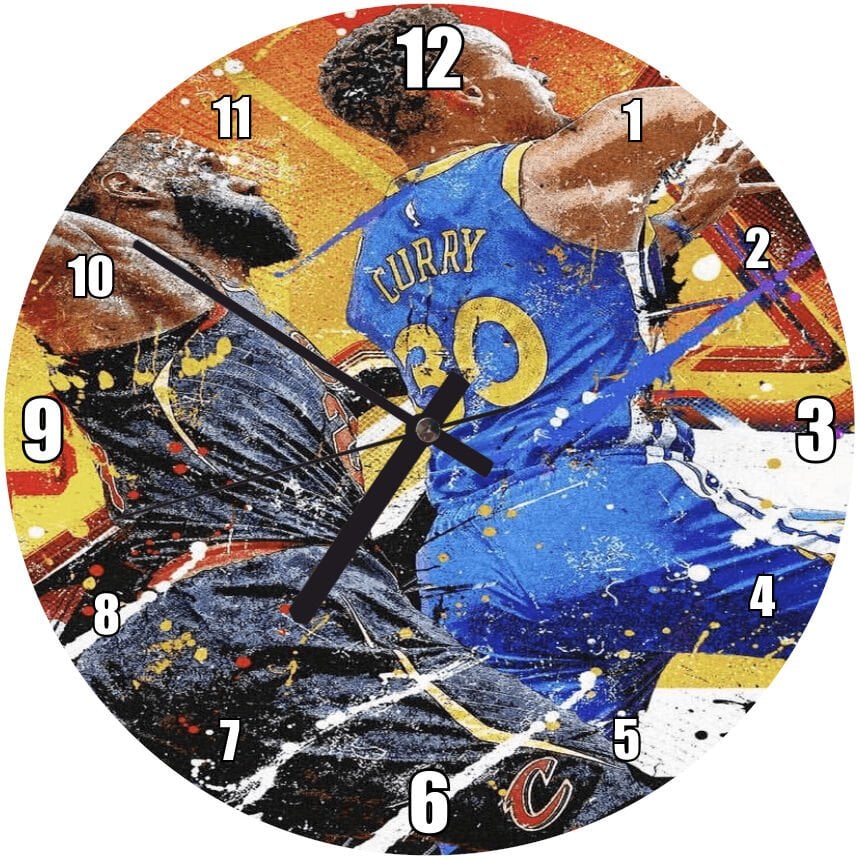 Oyuncuları Curry Manşet Atışı Mdf Ahşap Duvar Saati