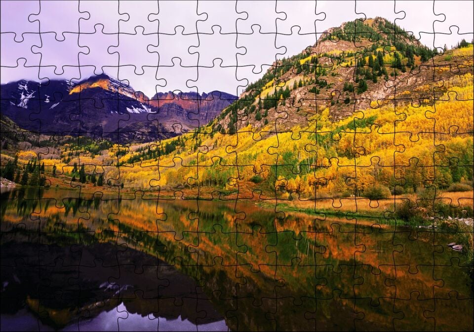 Appalachian Dağları ve Berrak Dağ Gölü Puzzle Yapboz MDF Ahşap