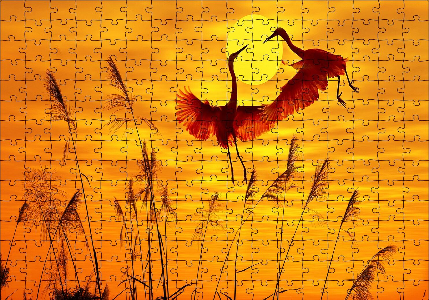 Günbatımında Balıkçılların Dansı Puzzle Yapboz MDF Ahşap 255 Parça 34 cm X 49 cm