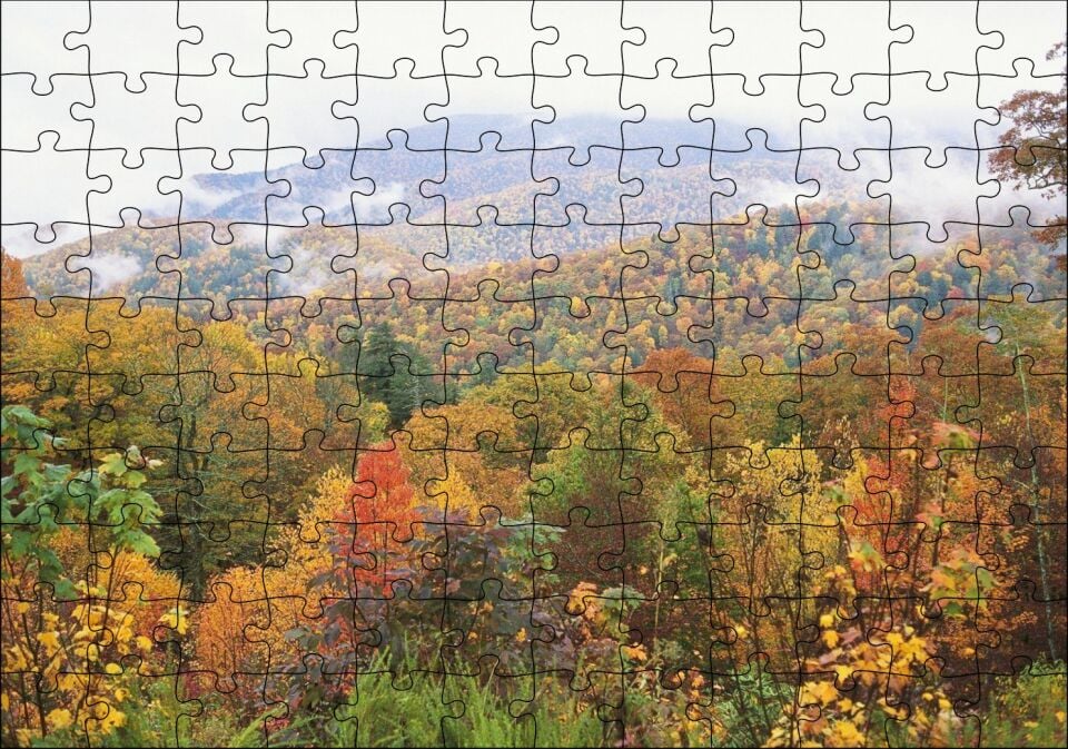 Appalachian Dağlarında Sonbahar Renkleri Puzzle Yapboz MDF Ahşap