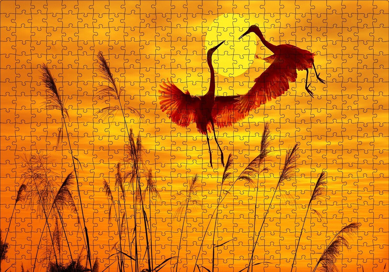Günbatımında Balıkçılların Dansı Puzzle Yapboz MDF Ahşap 500 Parça 49 cm X 68 cm