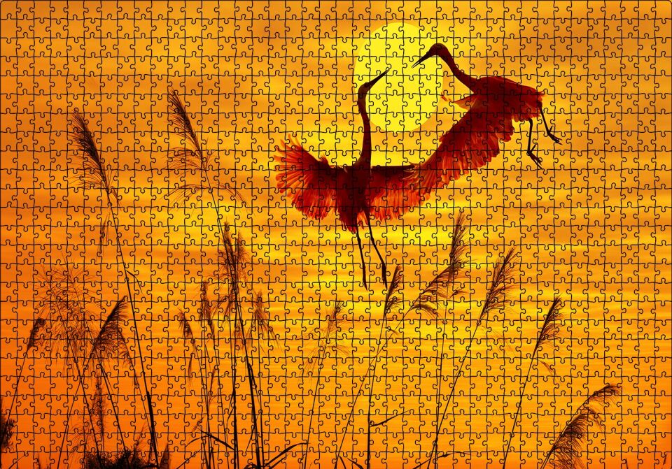 Günbatımında Balıkçılların Dansı Puzzle Yapboz MDF Ahşap 1000 Parça 49 cm X 68 cm