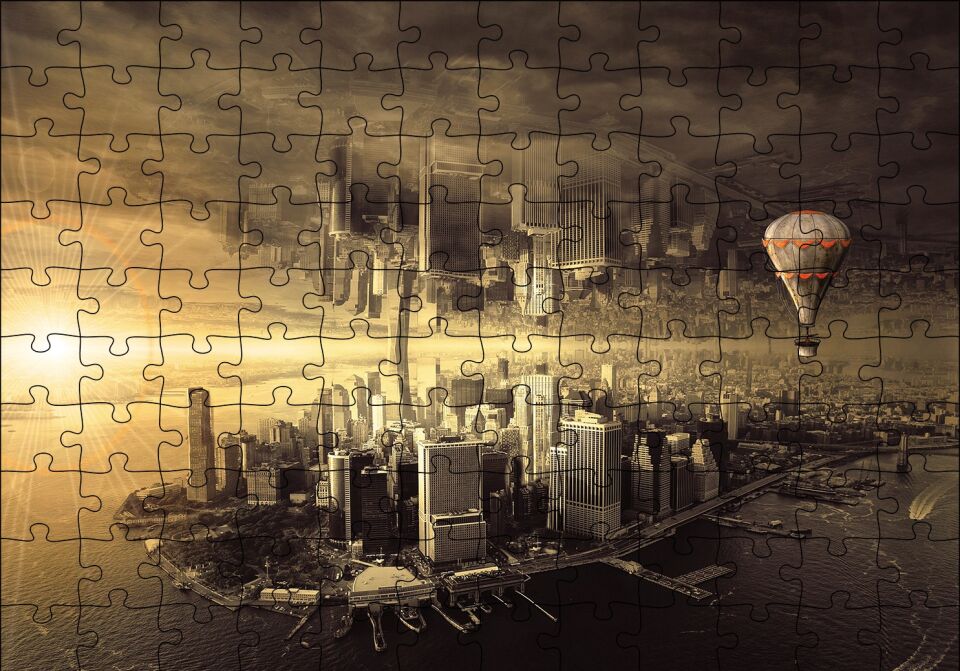 Fantaztik Şehir Puzzle Yapboz MDF Ahşap 120 Parça 24 cm X 34 cm