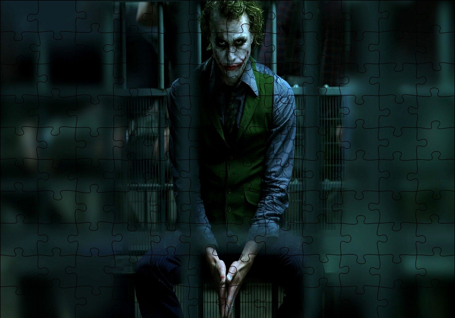 Joker Heath Ledger Nezarethanede Puzzle Yapboz MDF Ahşap 120 Parça 24 cm X 34 cm