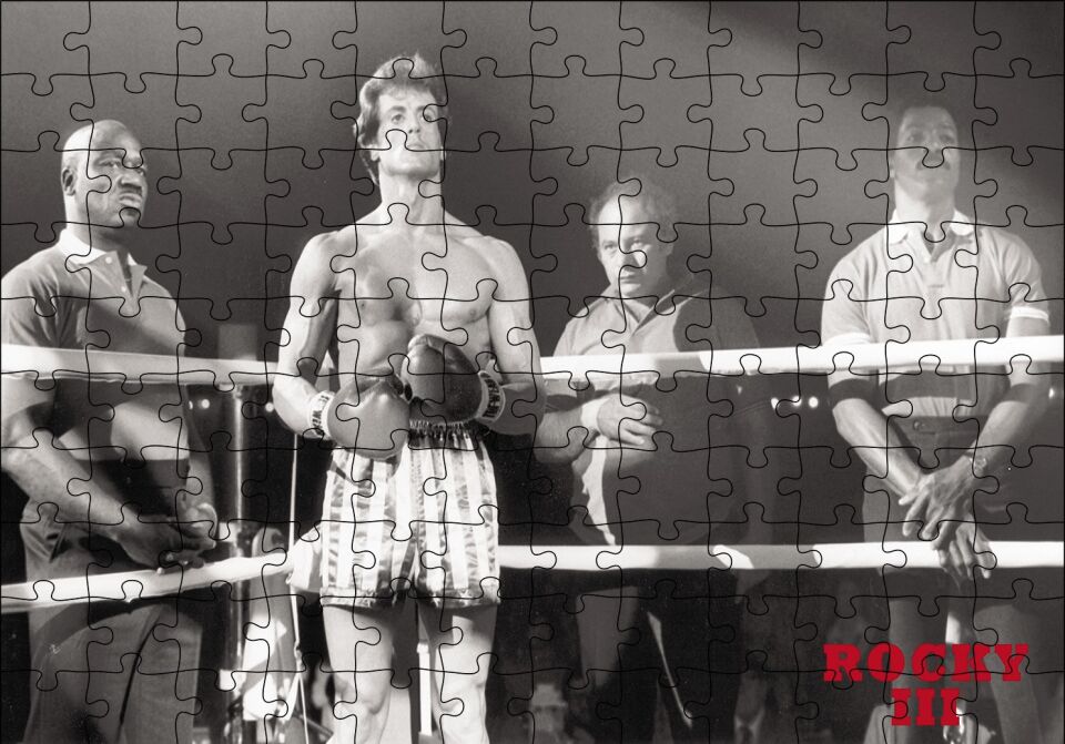 Rocky 3 Sylvester Stallone Ring SB Puzzle Yapboz MDF Ahşap 120 Parça 24 cm X 34 cm