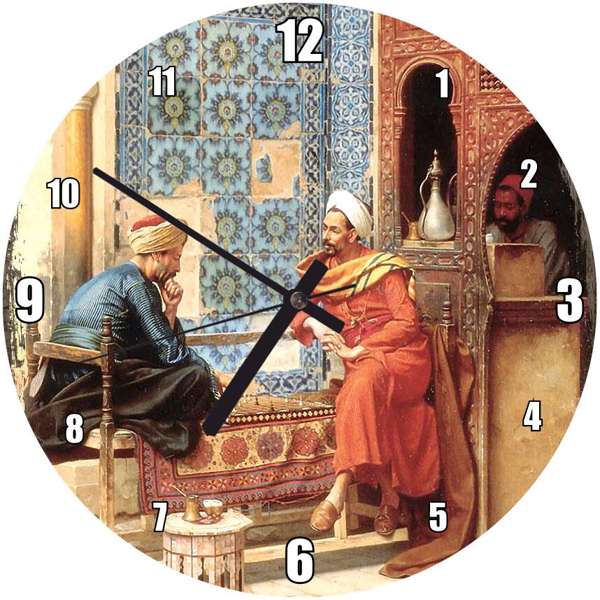 Osmanlıda Kahvehane Börseli  Mdf Ahşap Duvar Saati 30 cm Çap
