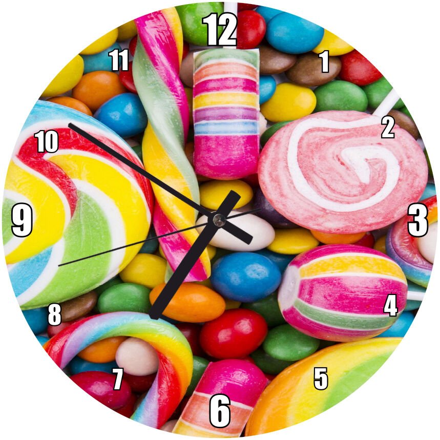 Renkli Sekerleme Görseli Mdf Ahşap Duvar Saati