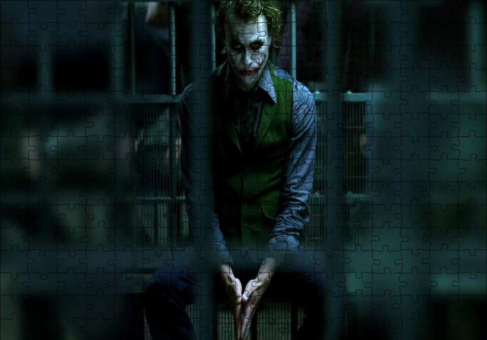 Joker Heath Ledger Nezarethanede Puzzle Yapboz MDF Ahşap 255 Parça 34 cm X 49 cm