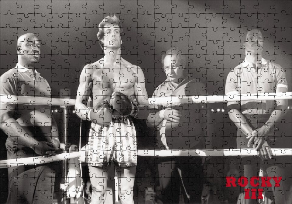Rocky 3 Sylvester Stallone Ring SB Puzzle Yapboz MDF Ahşap 255 Parça 34 cm X 49 cm