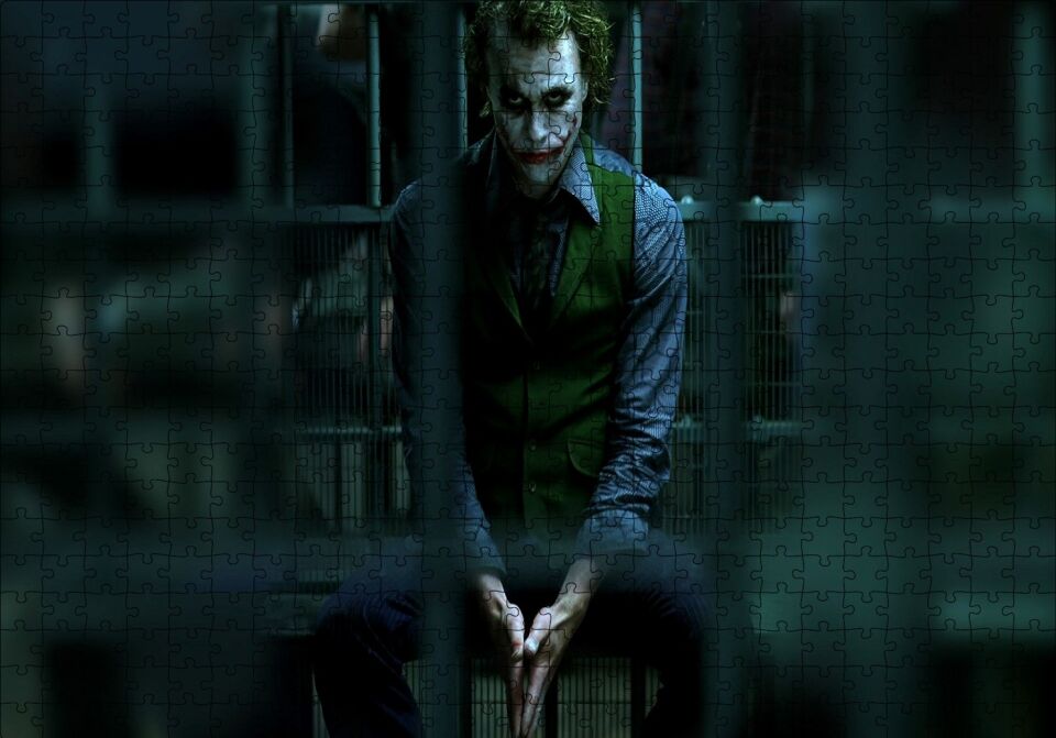 Joker Heath Ledger Nezarethanede Puzzle Yapboz MDF Ahşap 500 Parça 49 cm X 68 cm