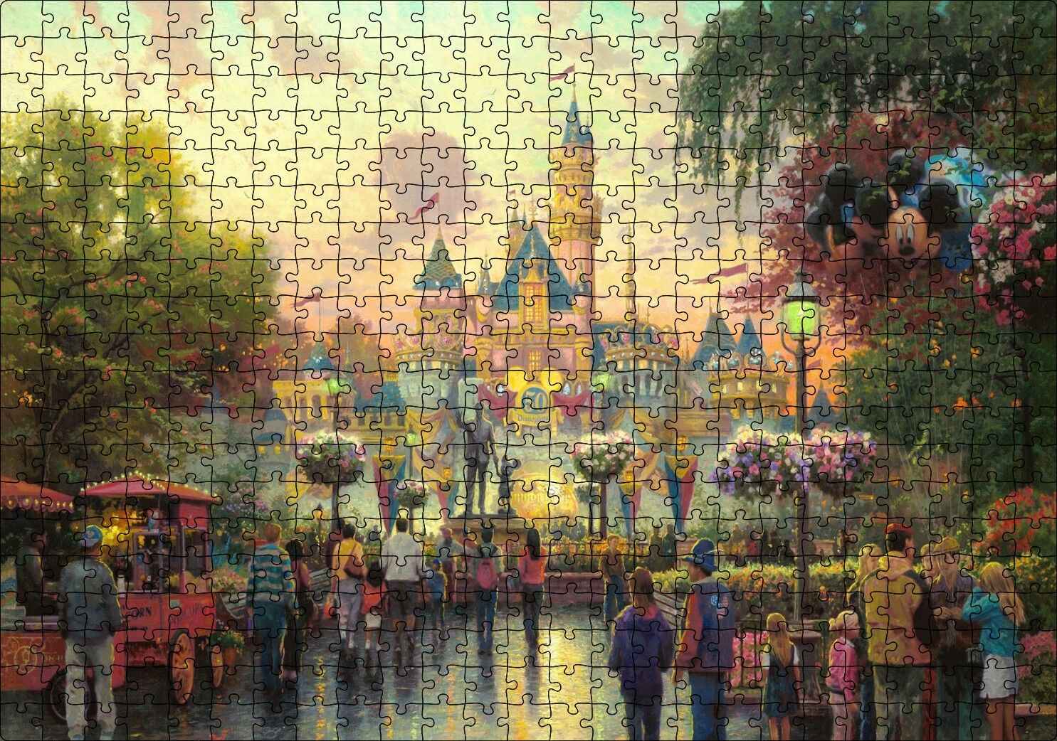 Disneyland ve Ziyaretçileri Puzzle Yapboz MDF Ahşap 500 Parça 49 cm X 68 cm
