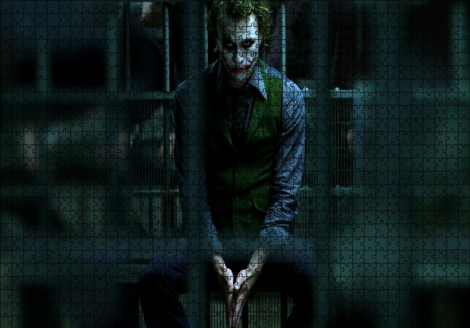 Joker Heath Ledger Nezarethanede Puzzle Yapboz MDF Ahşap 1000 Parça 49 cm X 68 cm