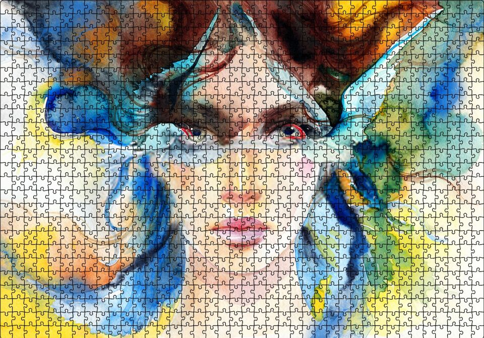 Modern Sanat Göz Bebegindeki Kuşlar Puzzle Yapboz MDF Ahşap 1000 Parça 49 cm X 68 cm