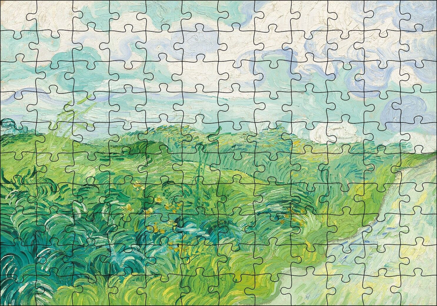 Yeşil Buğday Tarlaları Vincent Van Gogh Puzzle Yapboz MDF Ahşap 120 Parça 24 cm X 34 cm