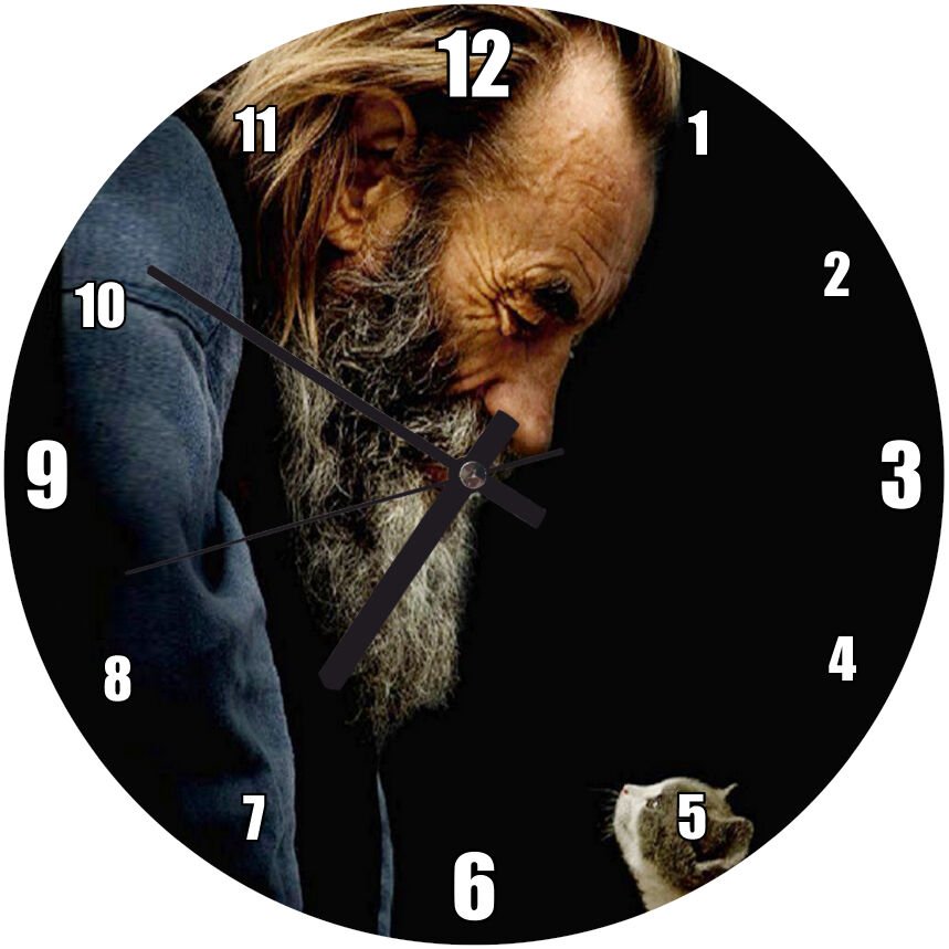 Sokak Adamı Ve Kedi Görseli Mdf Ahşap Duvar Saati