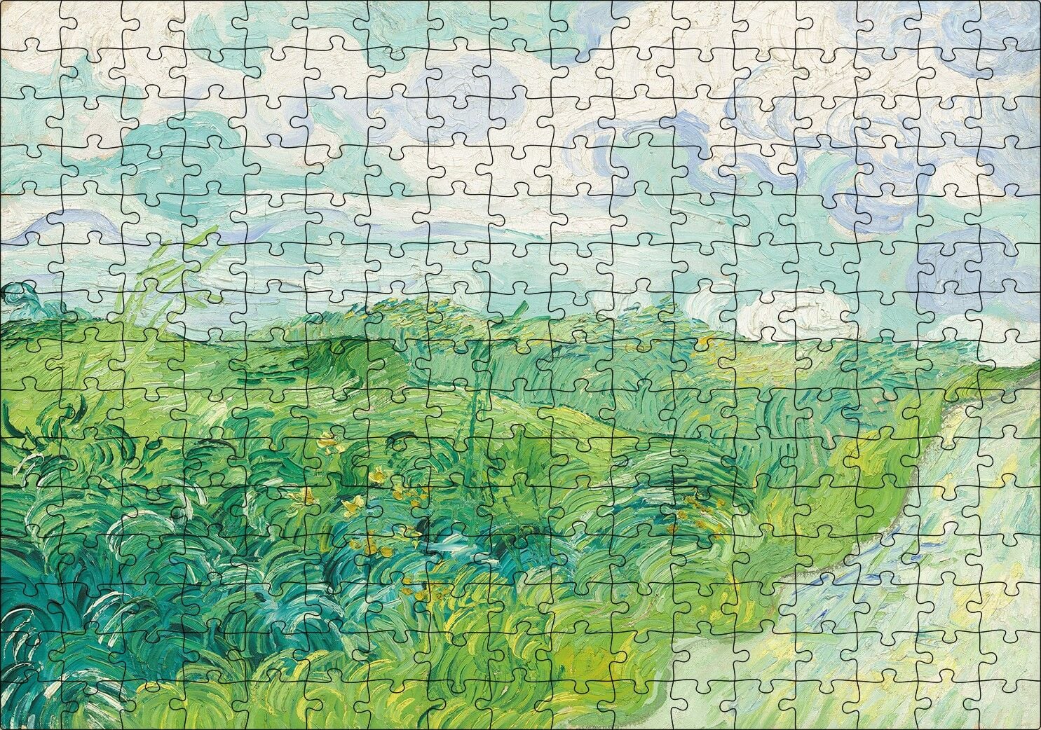 Yeşil Buğday Tarlaları Vincent Van Gogh Puzzle Yapboz MDF Ahşap 255 Parça 34 cm X 49 cm