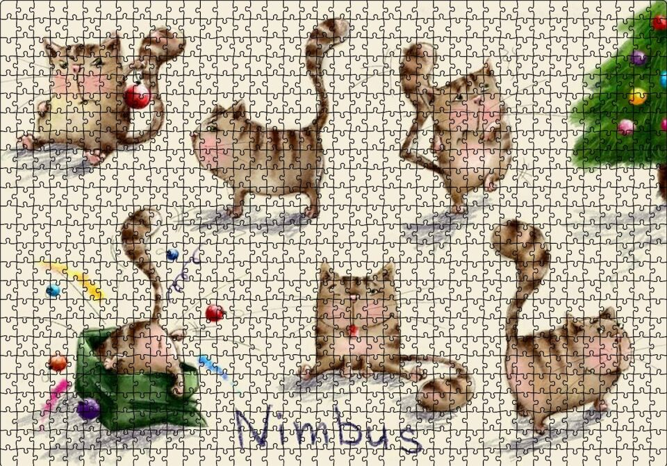 Nimbus Yaramaz Kediler Puzzle Yapboz MDF Ahşap 1000 Parça 49 cm X 68 cm