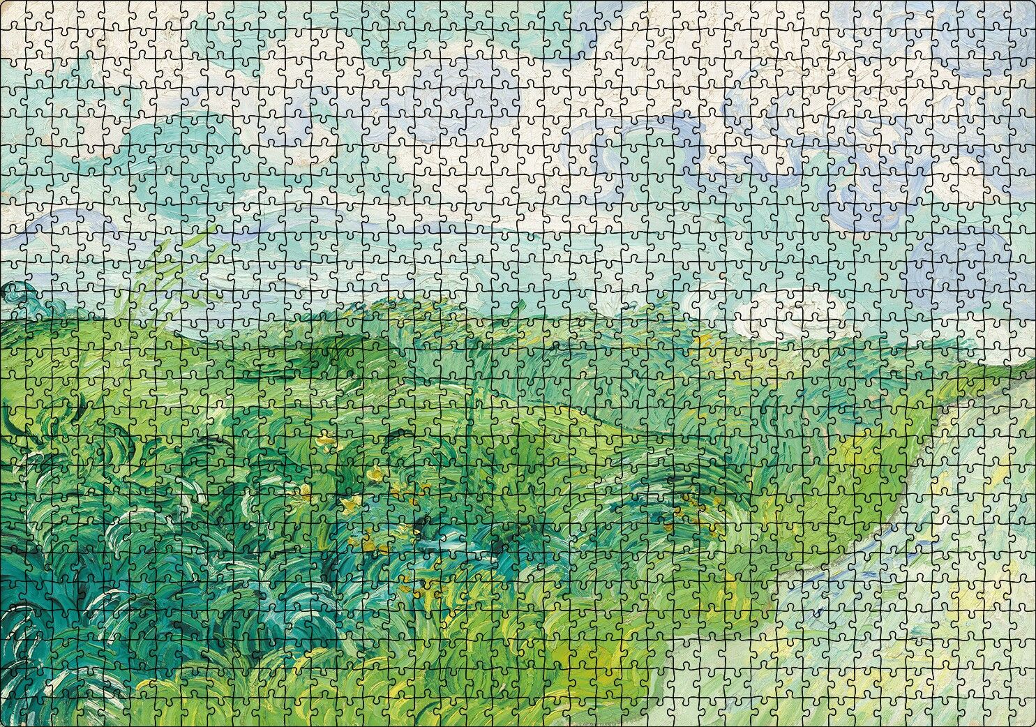 Yeşil Buğday Tarlaları Vincent Van Gogh Puzzle Yapboz MDF Ahşap 1000 Parça 49 cm X 68 cm