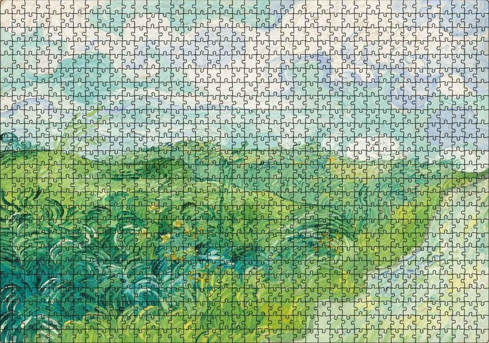 Yeşil Buğday Tarlaları Vincent Van Gogh Puzzle Yapboz MDF Ahşap 1000 Parça 49 cm X 68 cm