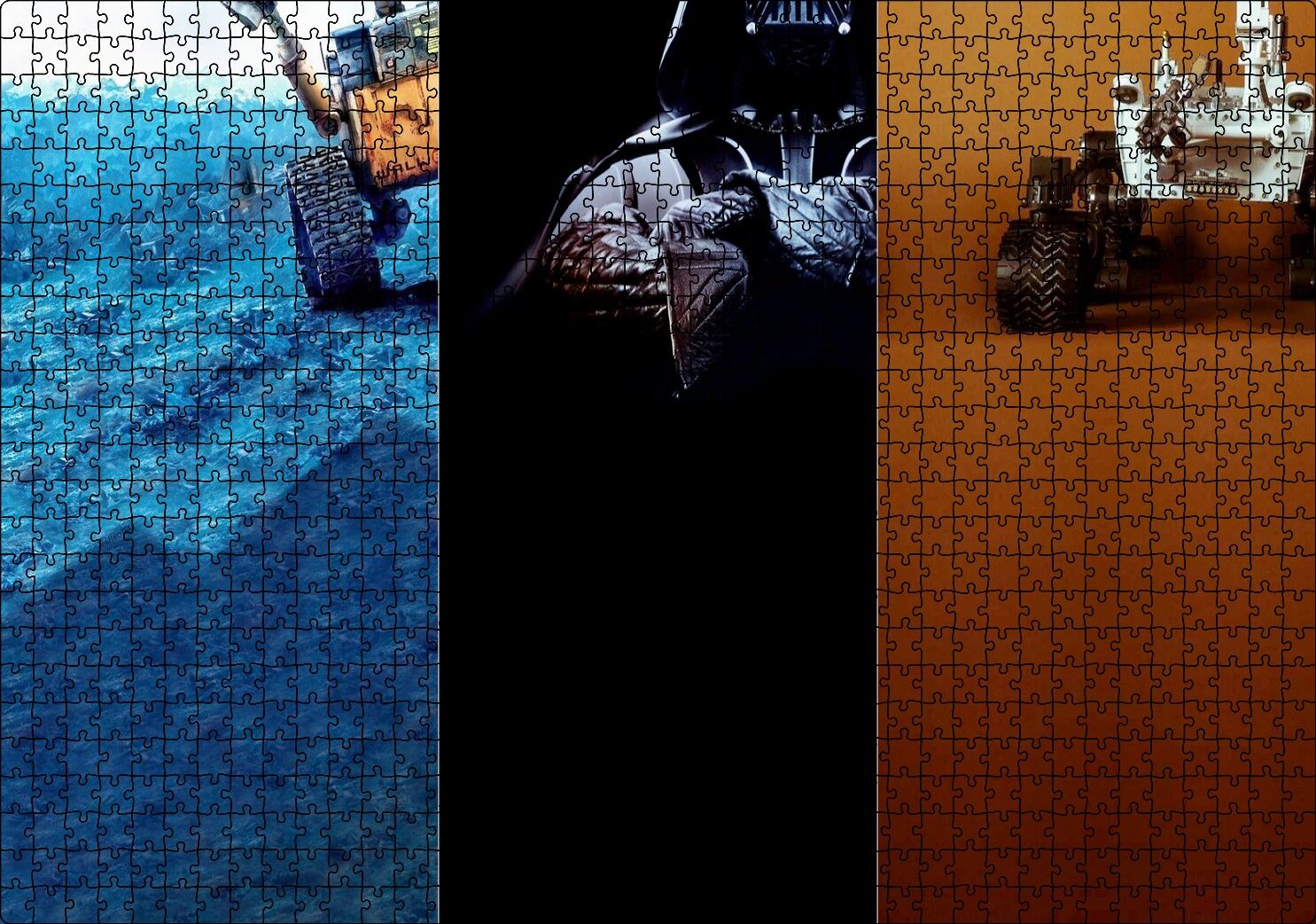 Wall-E ile Ay Aracı Kesitleri Puzzle Yapboz MDF Ahşap 1000 Parça 49 cm X 68 cm