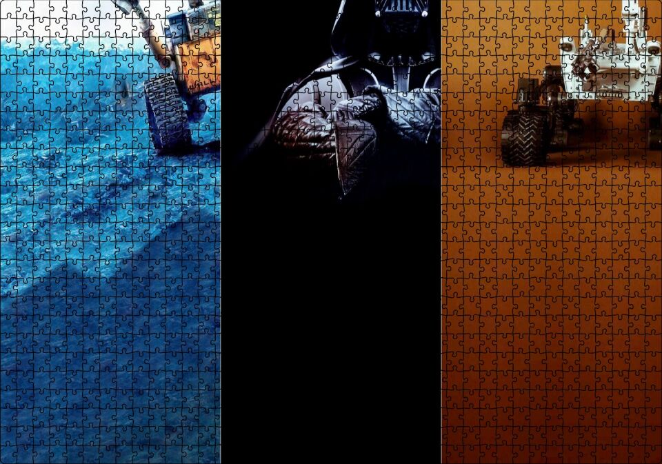 Wall-E ile Ay Aracı Kesitleri Puzzle Yapboz MDF Ahşap 1000 Parça 49 cm X 68 cm