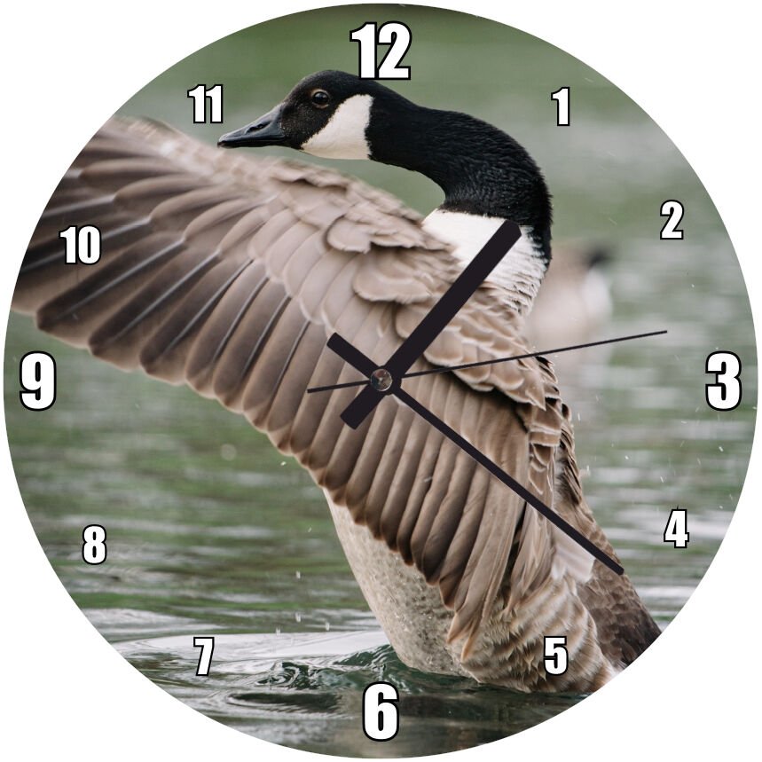 Su Üzerinde Kanada Kazı Görseli Mdf Ahşap Duvar Saati