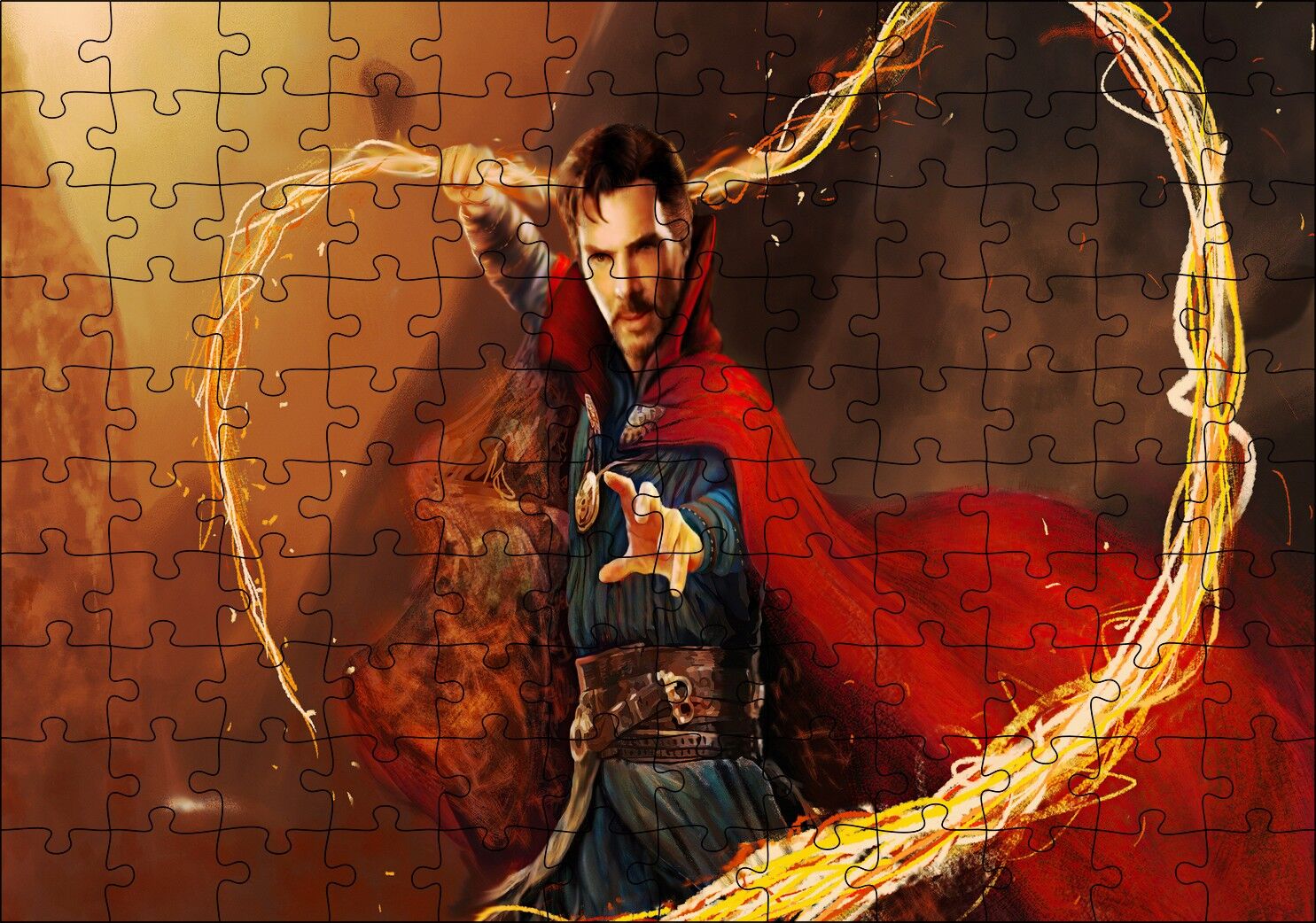 Doktor Strange ve Alev Kırbacı Puzzle Yapboz MDF Ahşap 120 Parça 24 cm X 34 cm